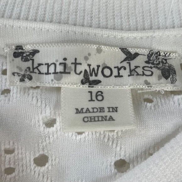 Knitworks Eyelet Zip-Up Jacket Girls  Size 16 White Plus Size Front Zipper - Picture 8 of 10